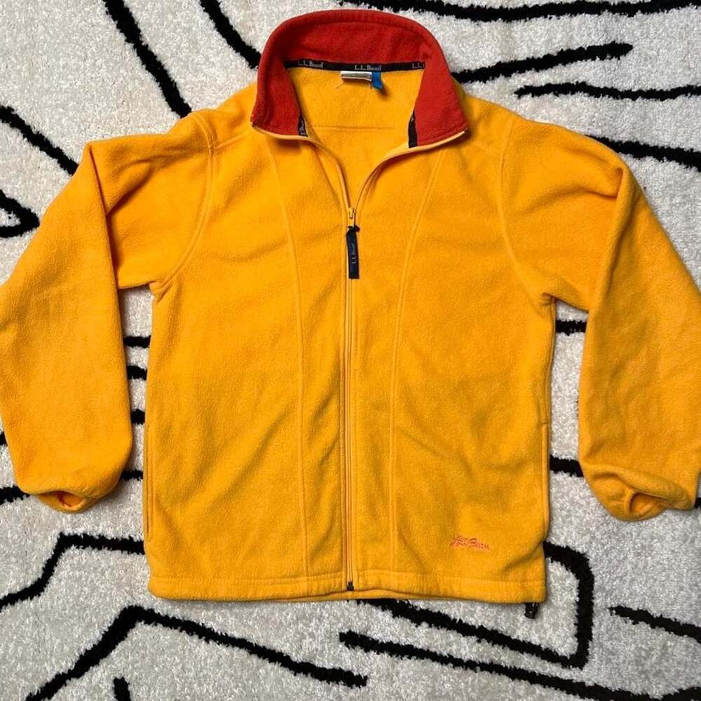 Vintage L.L.Bean Full Zip Fleece Jacket Yellow Red
